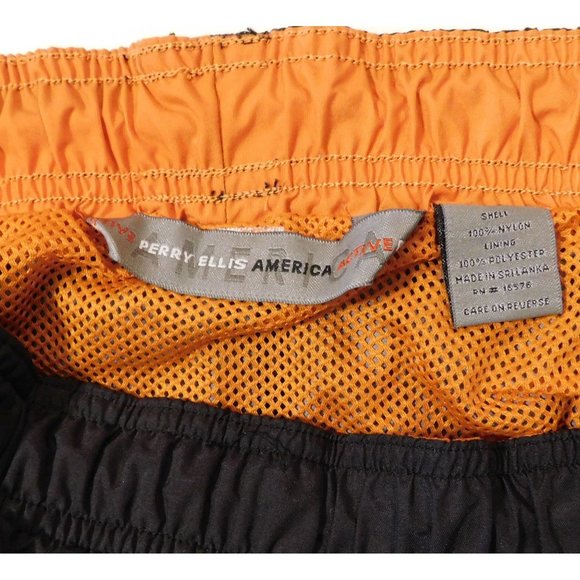 Perry Ellis America Active Swim Shorts XL Black Mesh Lining Pockets Nylon - Picture 6 of 6